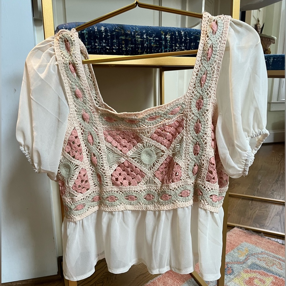 Rebellion crotchet and sheer blouse